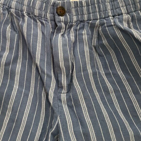 Madewell Blue Linen-Blend Track Trousers in Stripe Size Medium style MD211 - Picture 13 of 14